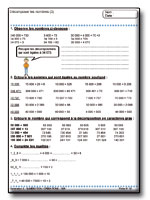 Fiches pour l'�l�ve : Num�ration et Op�rations au CM1