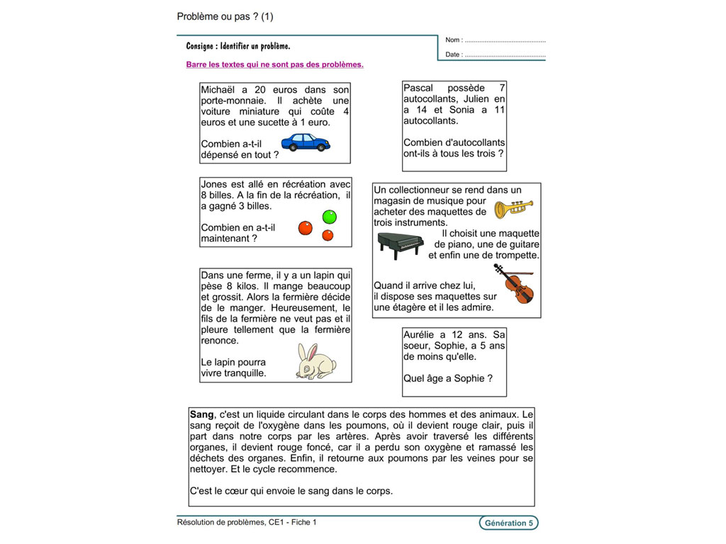 Evolu Fiches Resolution De Problemes Au Ce1