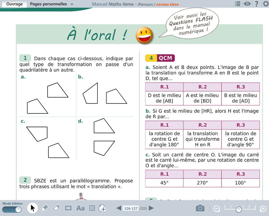 Logiciel maths iParcours 4e