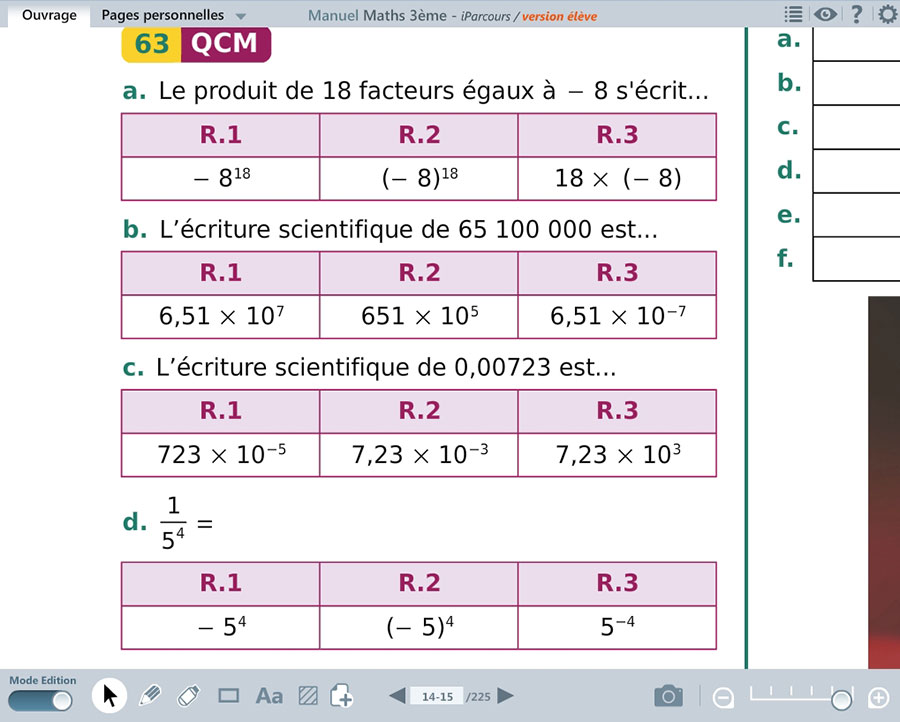 Logiciel maths iParcours 3e