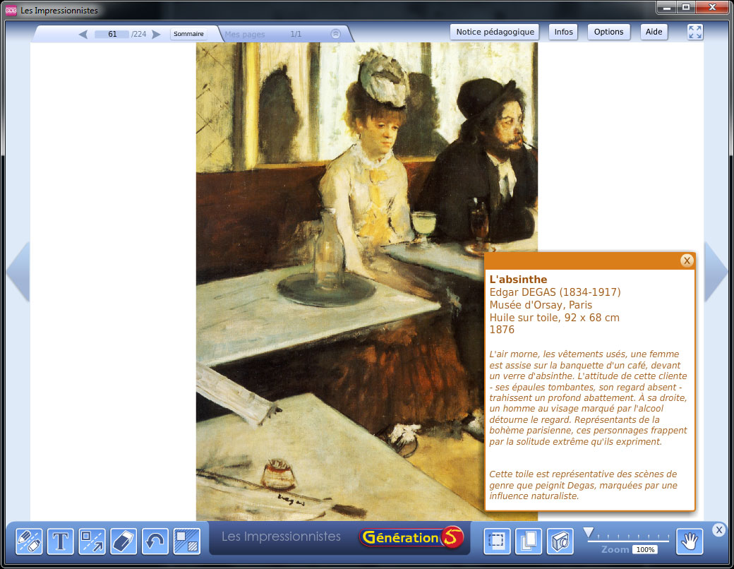 Peinture l'Absinthe de Degas - Logiciel