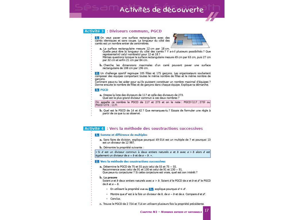 Activité de découverte - Manuel Sésamath 3e (éd. 2012)