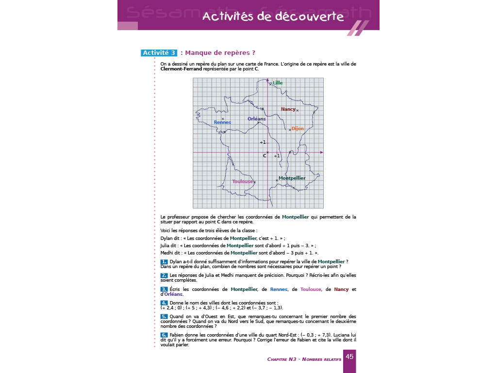 Activités de découverte - Manuel Sésamath 5e (éd. 2010)
