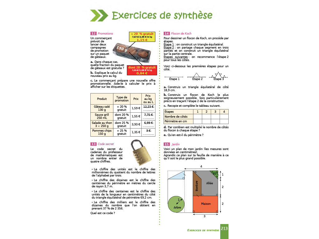Exercices de synthèse - Manuel Sésamath 6e (éd. 2013)