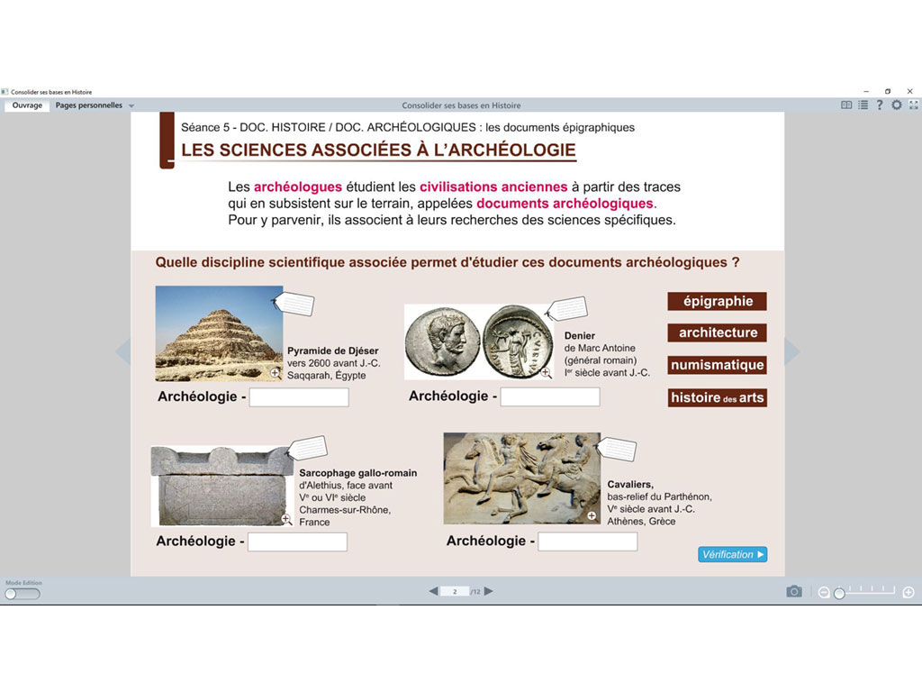 Documents archéologiques  -  Consolider ses bases en Histoire