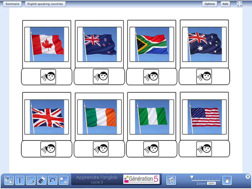 Les drapeaux - Logiciel Apprendre l'anglais Cycle 3