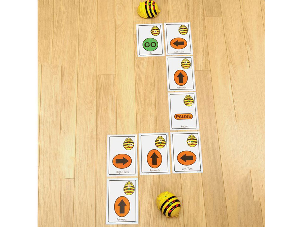Programmation du trajet du robot Bee-Bot avec les cartes séquentielles