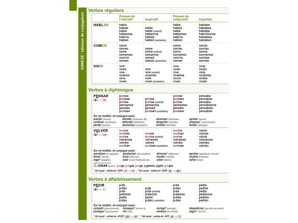 Verbes réguliers et verbes à diphtongue - Espagnol C1