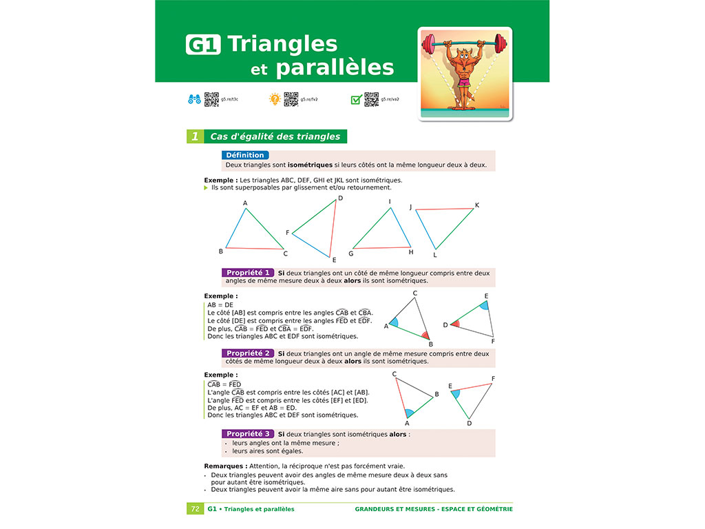 Cours Triangles et parallèles - Cahier manuel iParcours Maths 4e