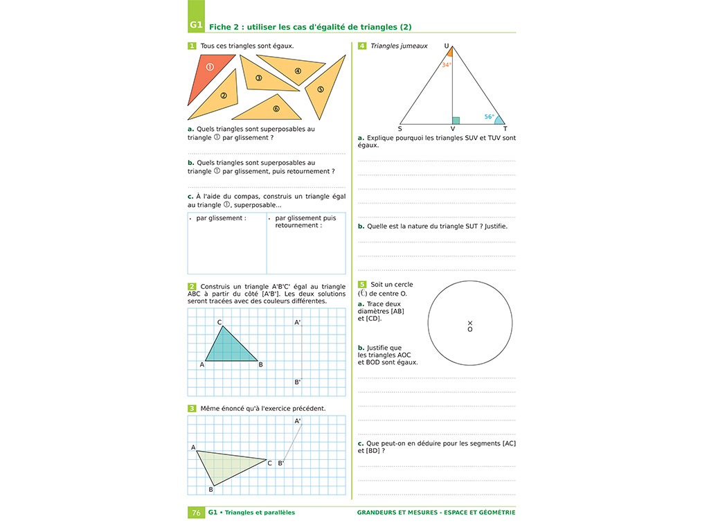 Exercices Triangles et parallèles - Cahier manuel iParcours Maths 4e