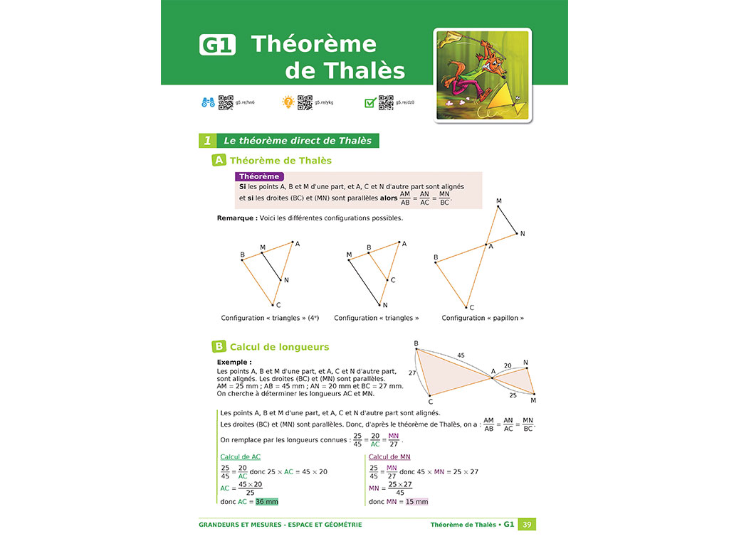 Cours Théorème de Thalès - Cahier-manuel 3e