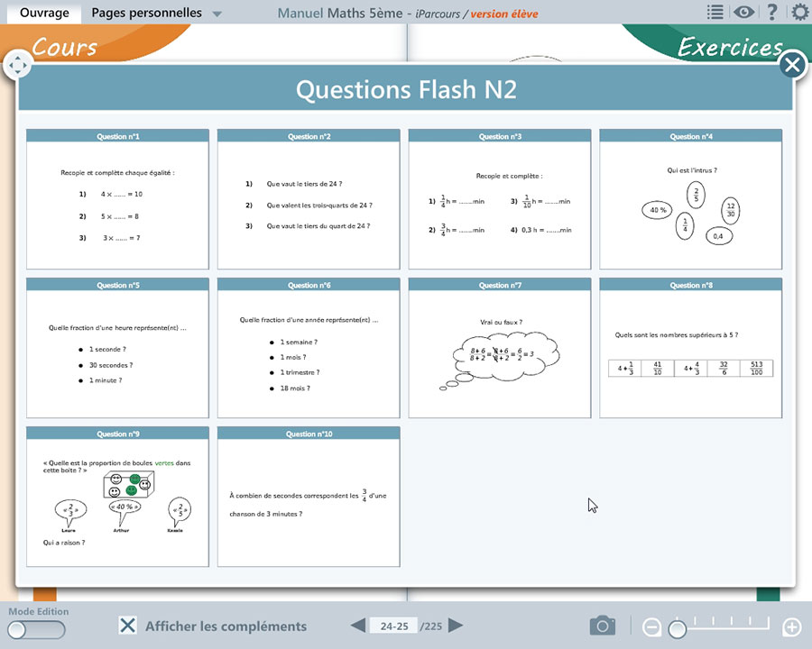 Logiciel maths question flash iParcours 5e