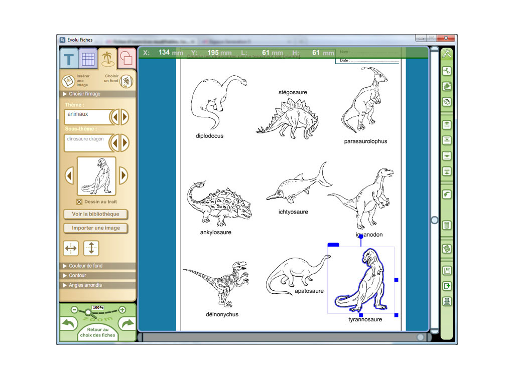 Logiciel exercice sur les dinosaures en GS, CP et CE1