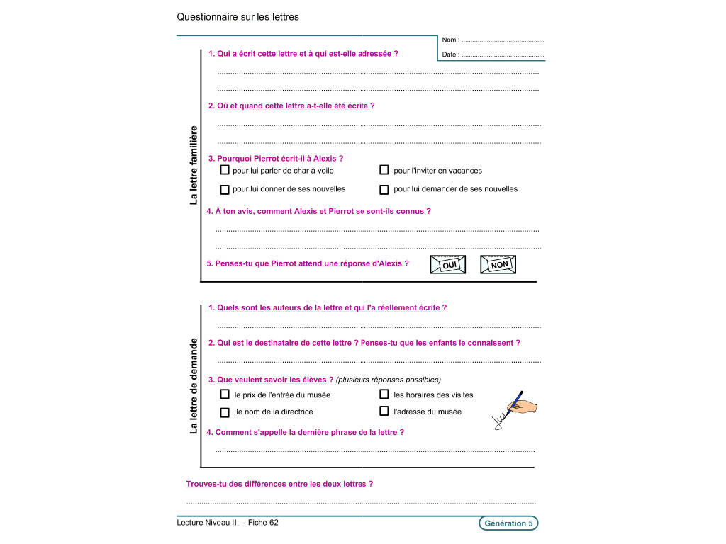 Fiches de Lecture / Journal de Lecture à imprimer