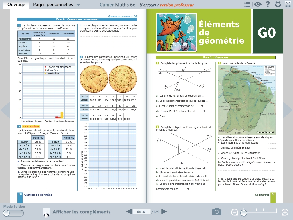 Cahier numerique iParcours Maths 6e pour vidéoprojection, TBI, TNI